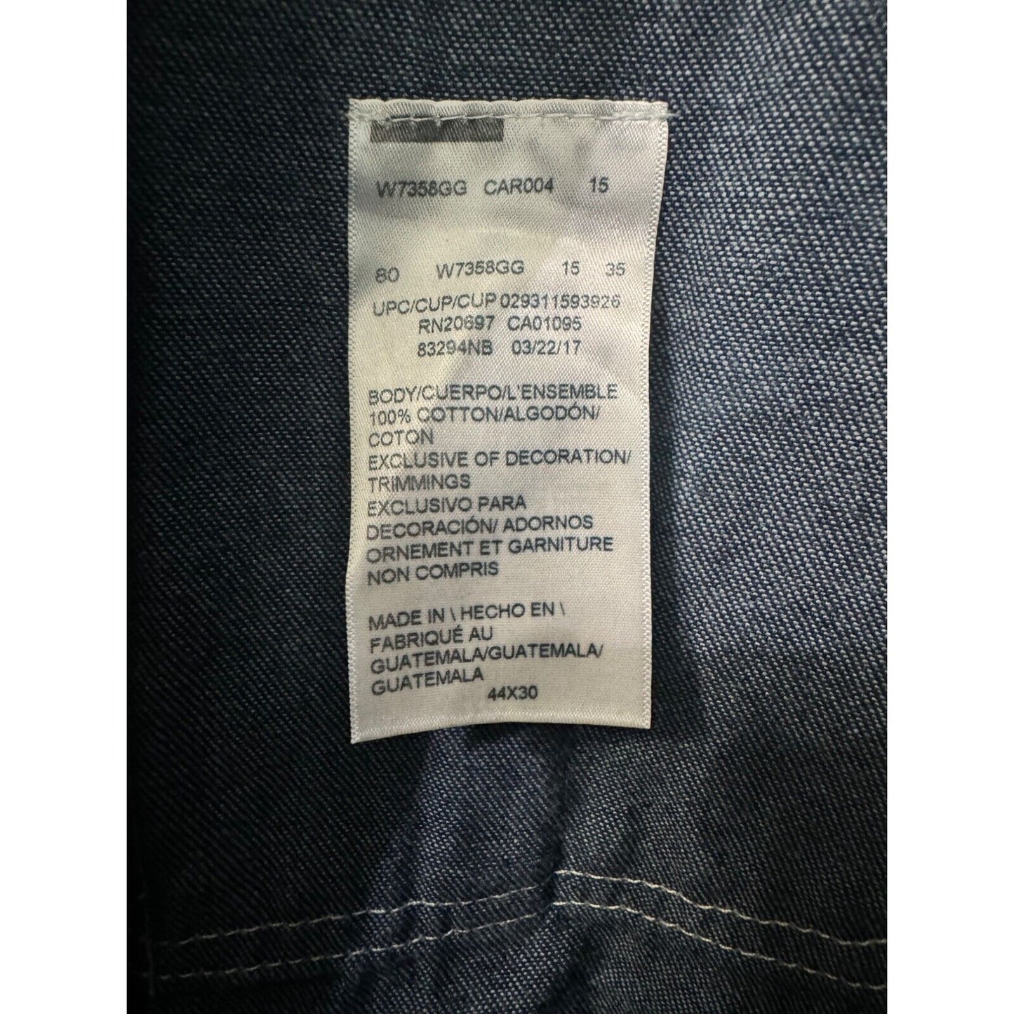 Dickies Apparel Men's Denim Overalls 44x26 100% Cotton