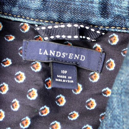 Lands’ End Womens Blue Long Sleeve Flap Pockets Denim Jean Jacket Size 10P