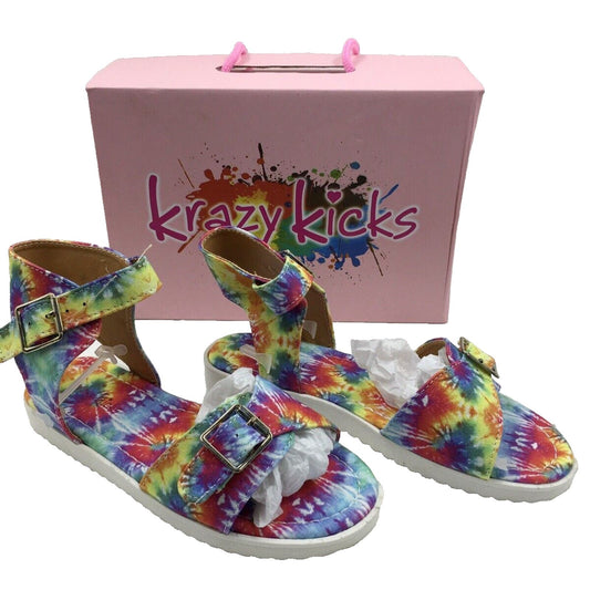 krazy kicks girls tie-dye sandals size 2