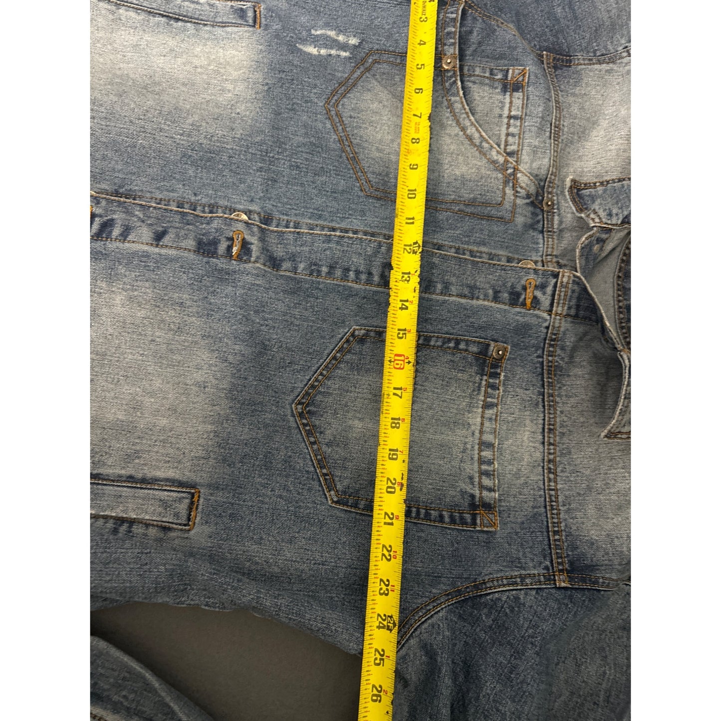 Mens XL Delf Jean Jacket Distressed Denim 100% Cotton Button-Front