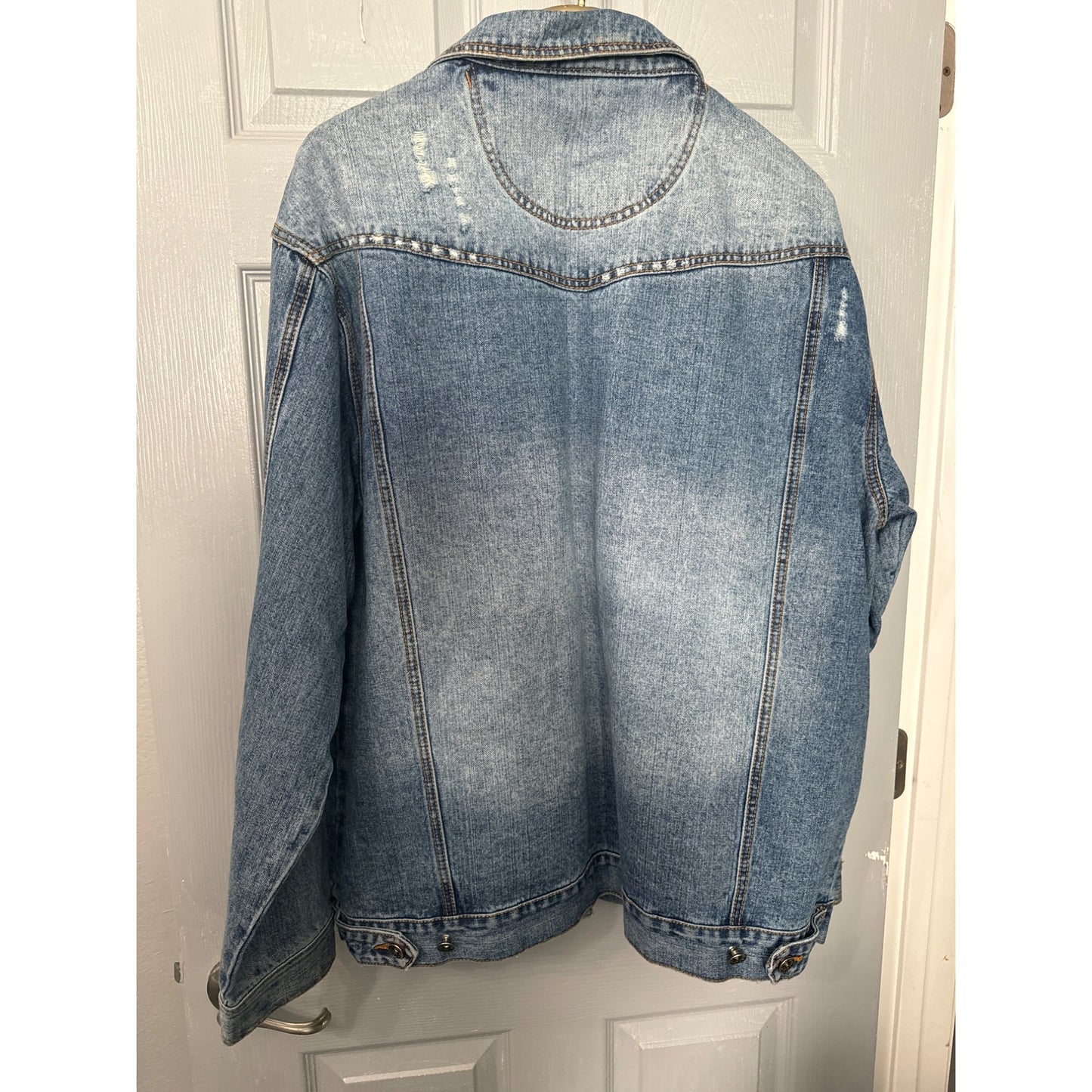 Mens XL Delf Jean Jacket Distressed Denim 100% Cotton Button-Front