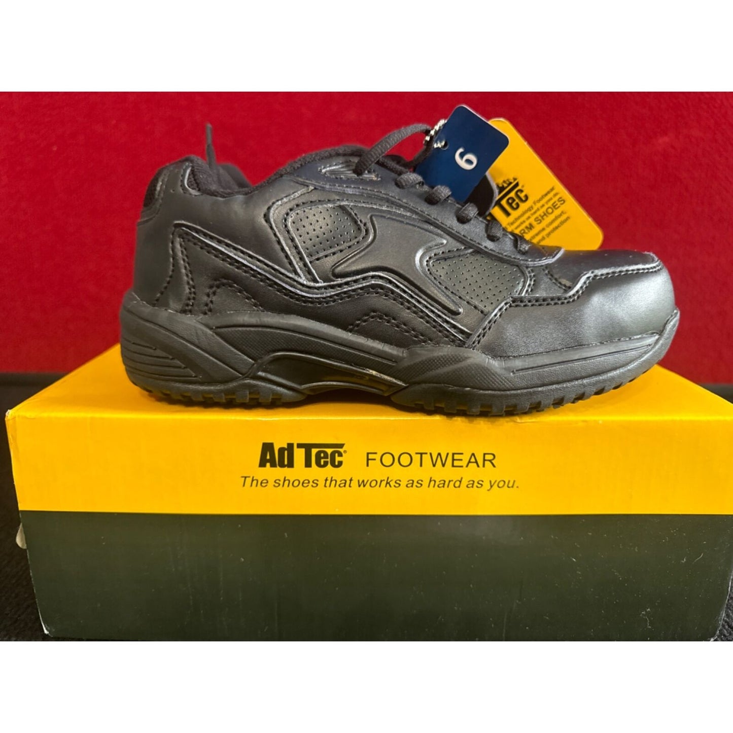 AdTec Genuine Leather Memory Foam Footwear Size 6 Black. steel toe