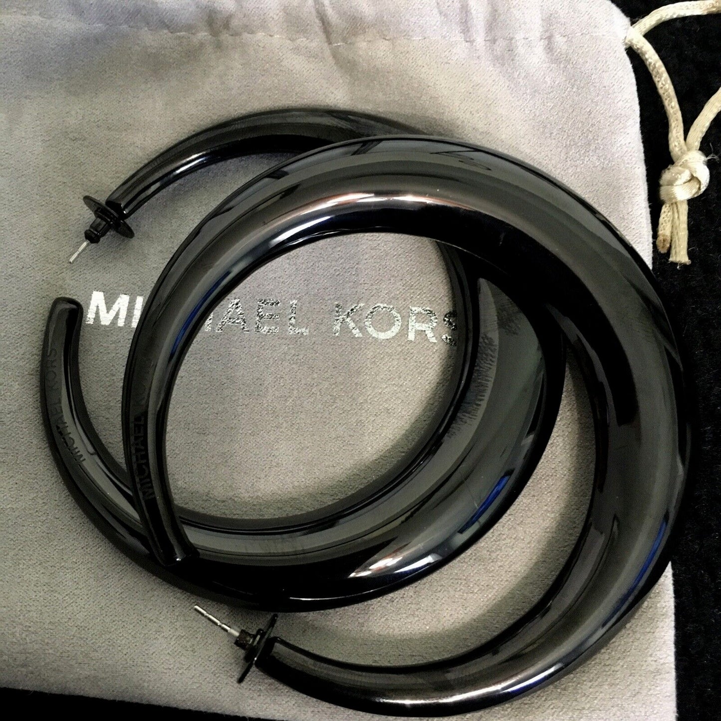 Michael Kors black 3” hoop earrings