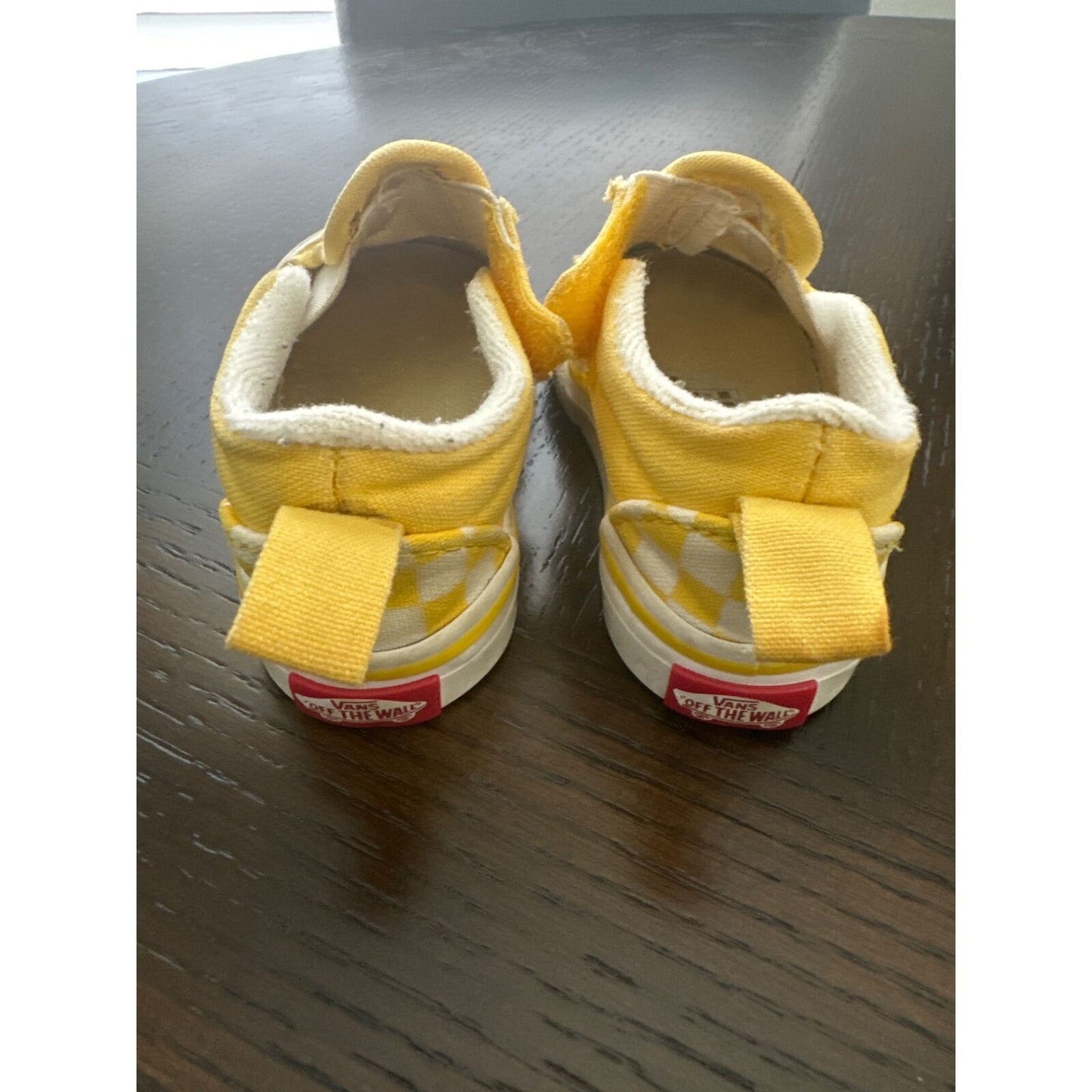 Vans Toddler Slip-On Checkerboard Sneakers Yellow & White Size 3 Canvas & Rubber