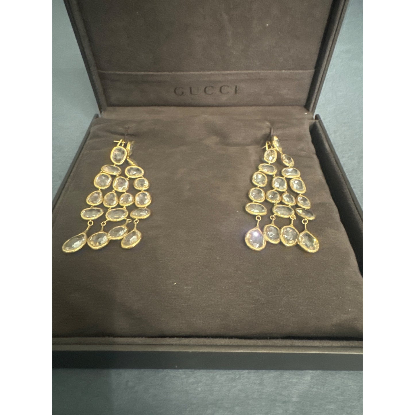 Gucci Gold & Crystal Chandelier Earrings
