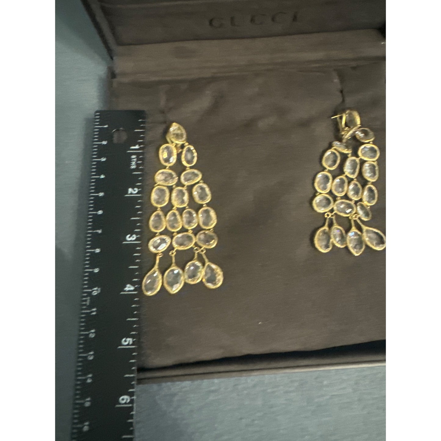 Gucci Gold & Crystal Chandelier Earrings