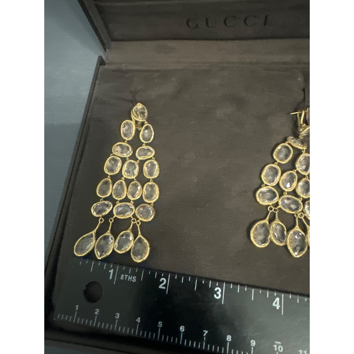 Gucci Gold & Crystal Chandelier Earrings