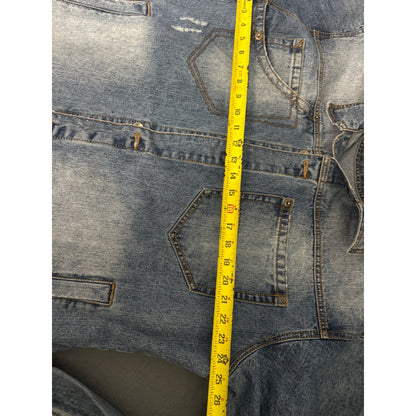 Mens XL Delf Jean Jacket Distressed Denim 100% Cotton Button-Front