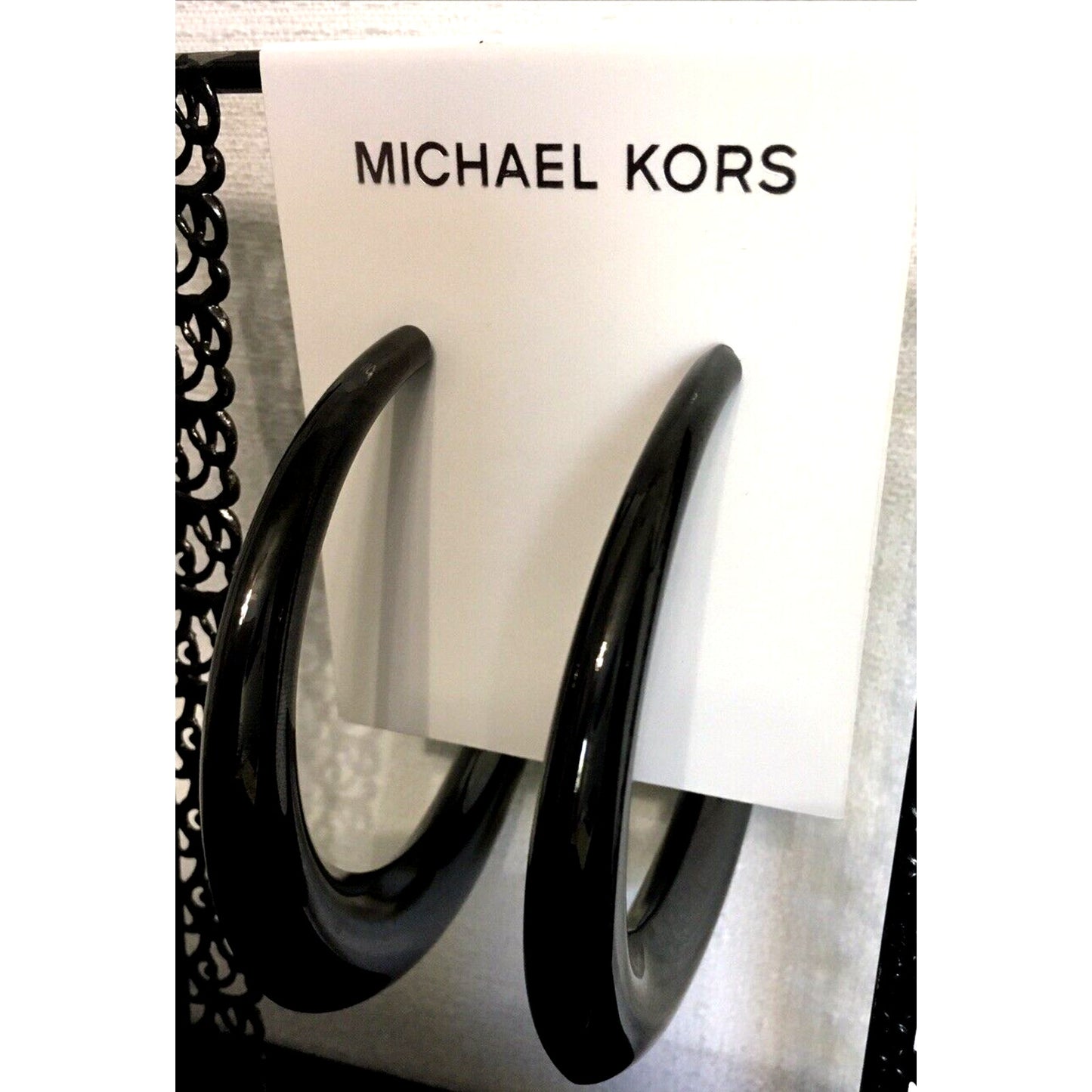 Michael Kors black 3” hoop earrings