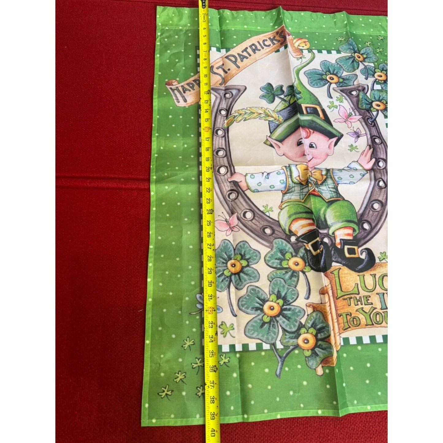 Vintage St. Patrick's Day Leprechaun Wall Hanging/Tea Towel / house flag