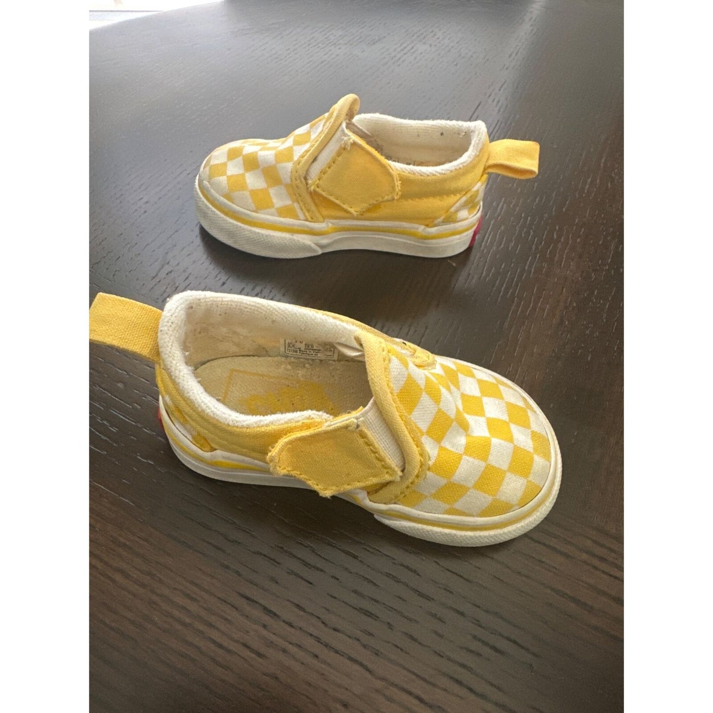 Vans Toddler Slip-On Checkerboard Sneakers Yellow & White Size 3 Canvas & Rubber