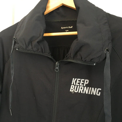 Sport Tek Womens Keep Burning Black Long Sleeve Full Zip Jacket Size Large