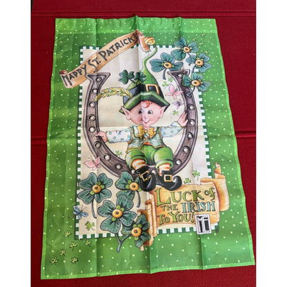 Vintage St. Patrick's Day Leprechaun Wall Hanging/Tea Towel / house flag
