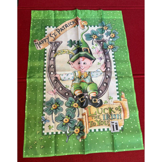 Vintage St. Patrick's Day Leprechaun Wall Hanging/Tea Towel / house flag
