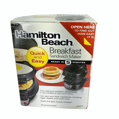 Hamilton Beach 25477 Black Plastic Quick And Easy Breakfast Sandwich Maker