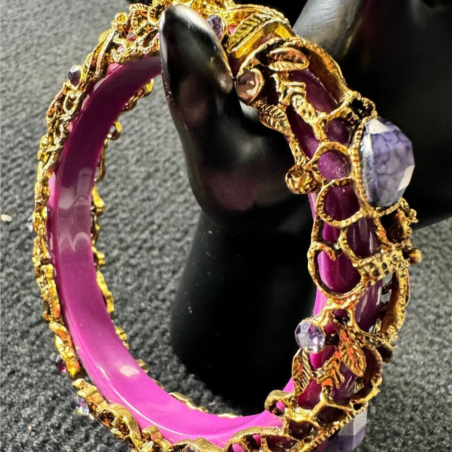 Womens Multicolor Amethyst Stone Round Shape Traditional Bangle