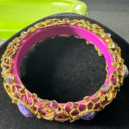 Womens Multicolor Amethyst Stone Round Shape Traditional Bangle