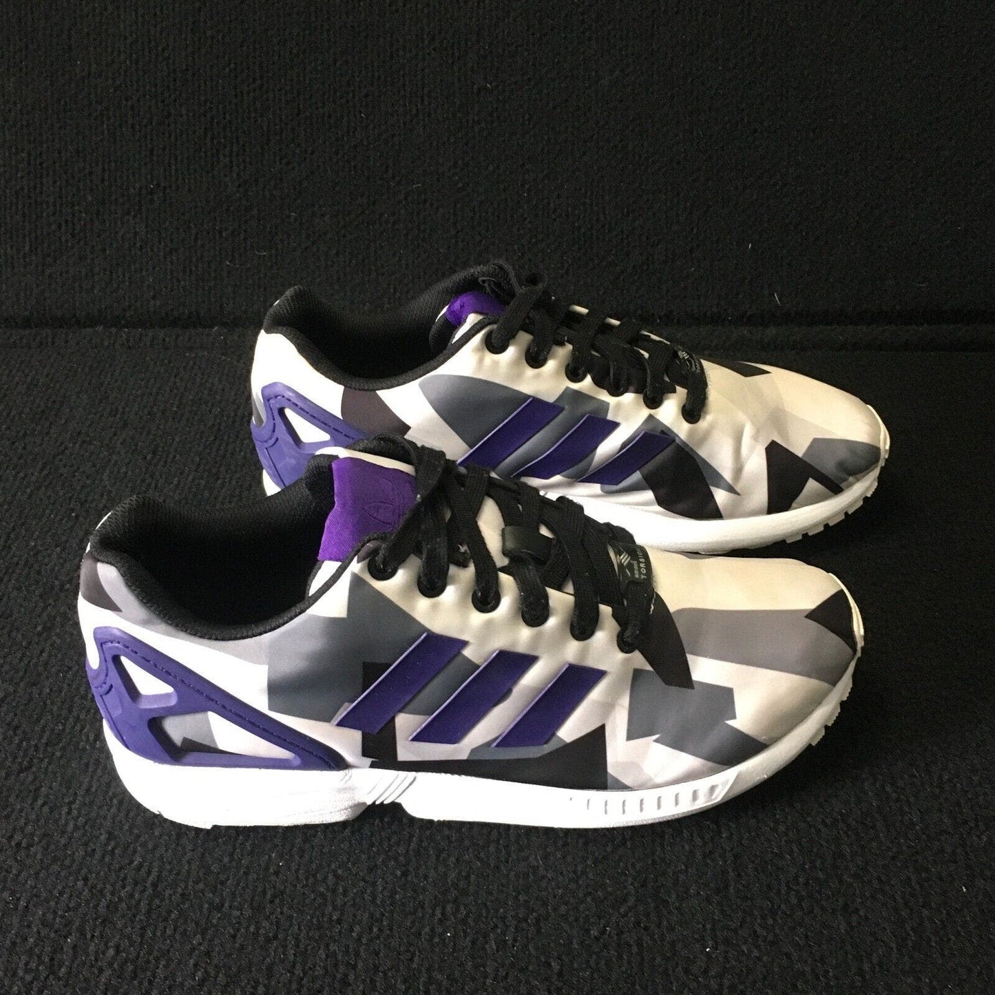 Adidas Mens ZX Flux B34517 White Purple Lace Up Low Top Running Shoes Size 8.5