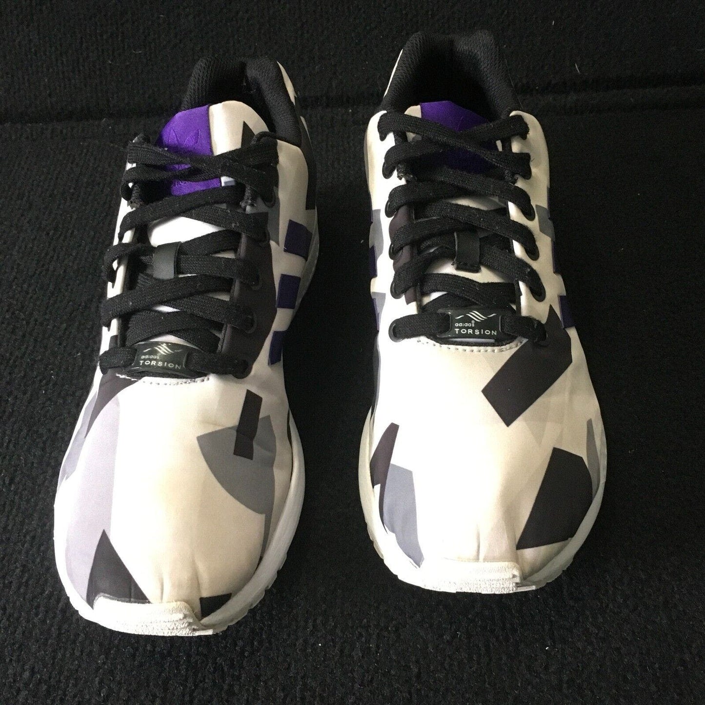 Adidas Mens ZX Flux B34517 White Purple Lace Up Low Top Running Shoes Size 8.5